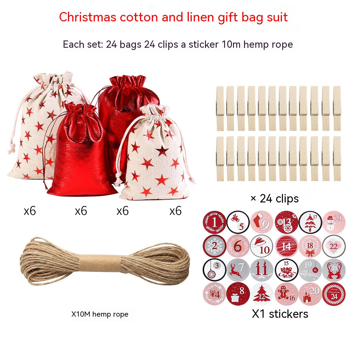 Gilding Christmas Cloth Bag Gift Kit - 24 Pieces Secondary image
