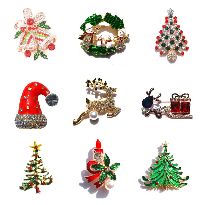 Festive Christmas crystal brooch with holiday motifs for Christian home decor Main image