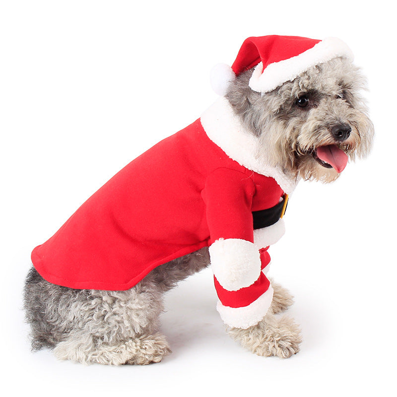 Cozy red pet costume perfect for including pets in Christmas traditions