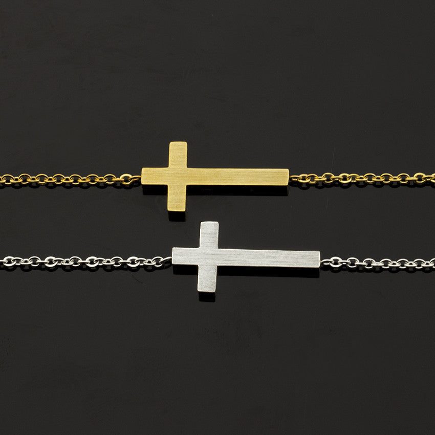 Jesus Christ Cross Bracelet in stainless steel with silver finish Main image