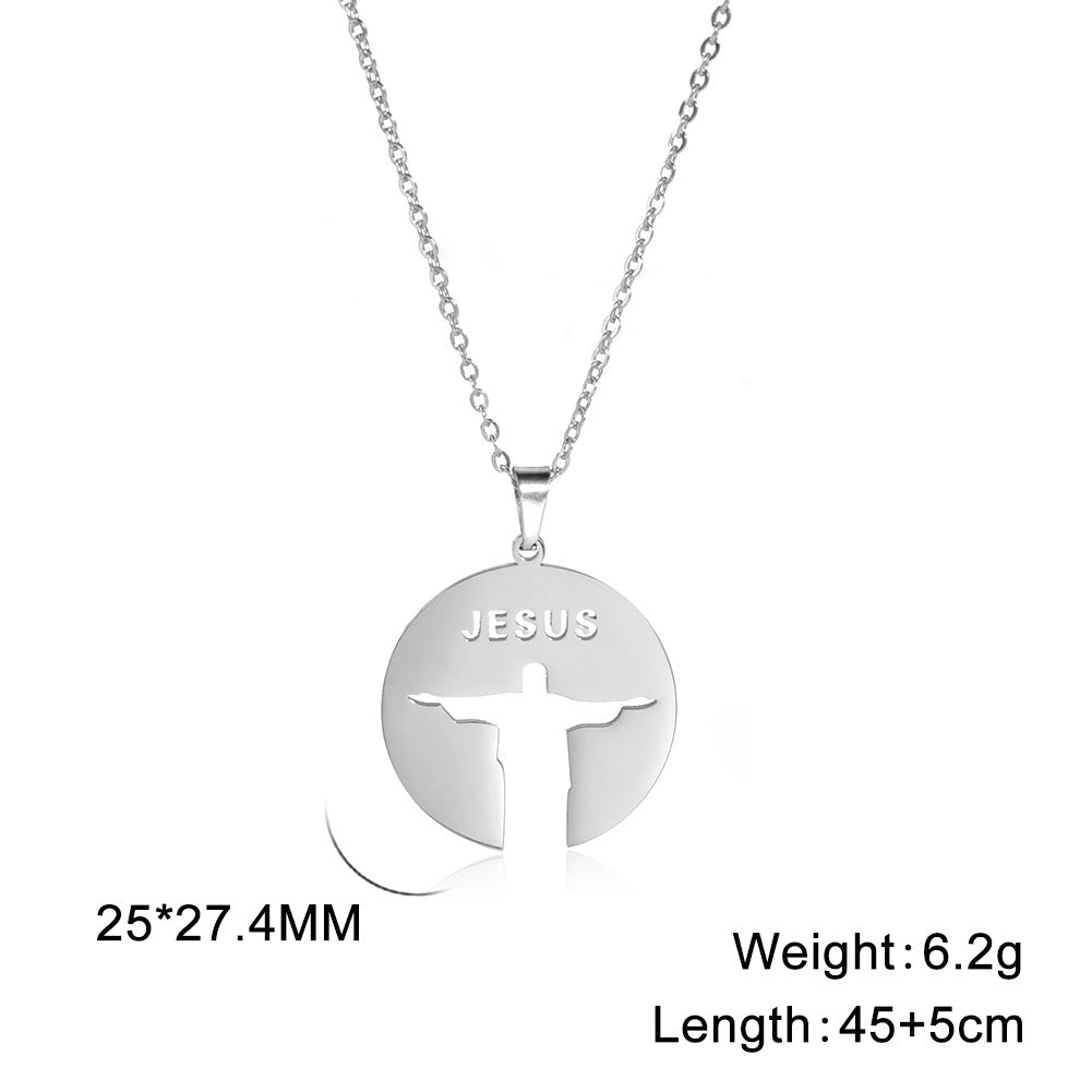 Jesus silhouette pendant displayed flat