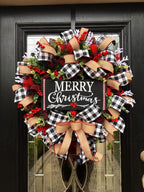 Set of two Christmas bow garlands in 25cm and 38cm sizes