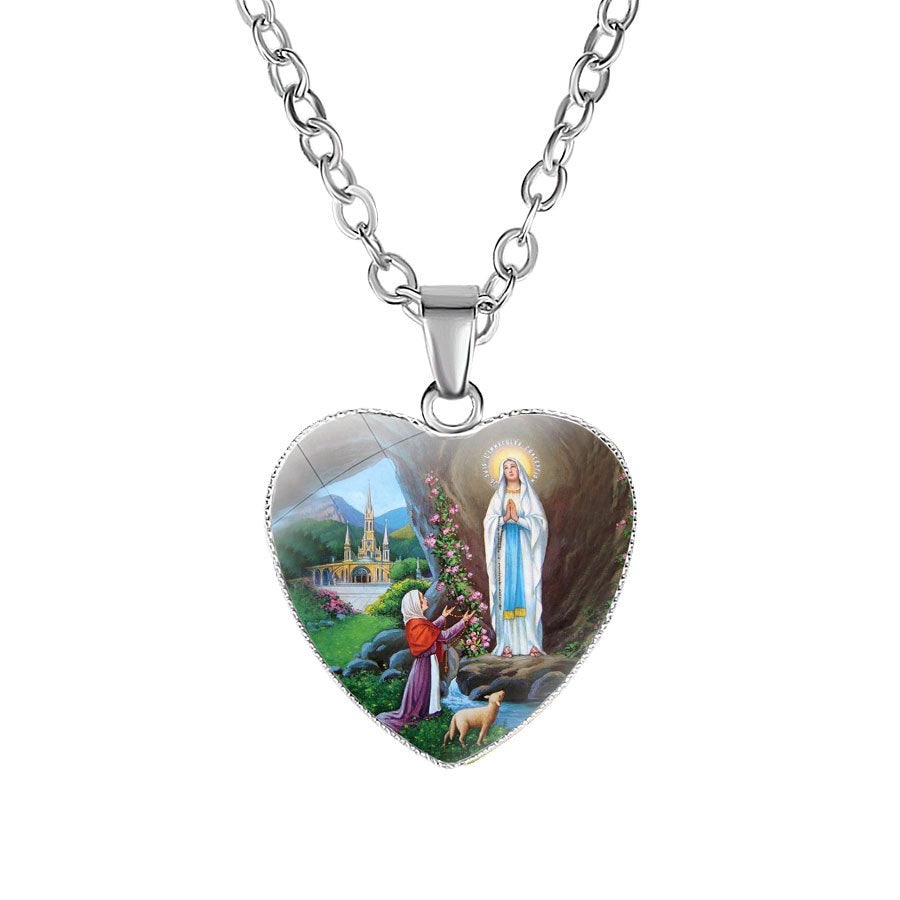 Heart-Shaped Virgin Mary Portrait Necklace Secondary image