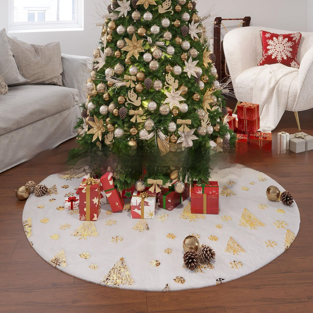 Cozy plush holiday doormat with Christmas motifs for seasonal welcome