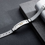 Adjustable stainless steel wristband with toggle clasp