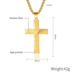 Double cross pendant showcasing polished titanium steel finish
