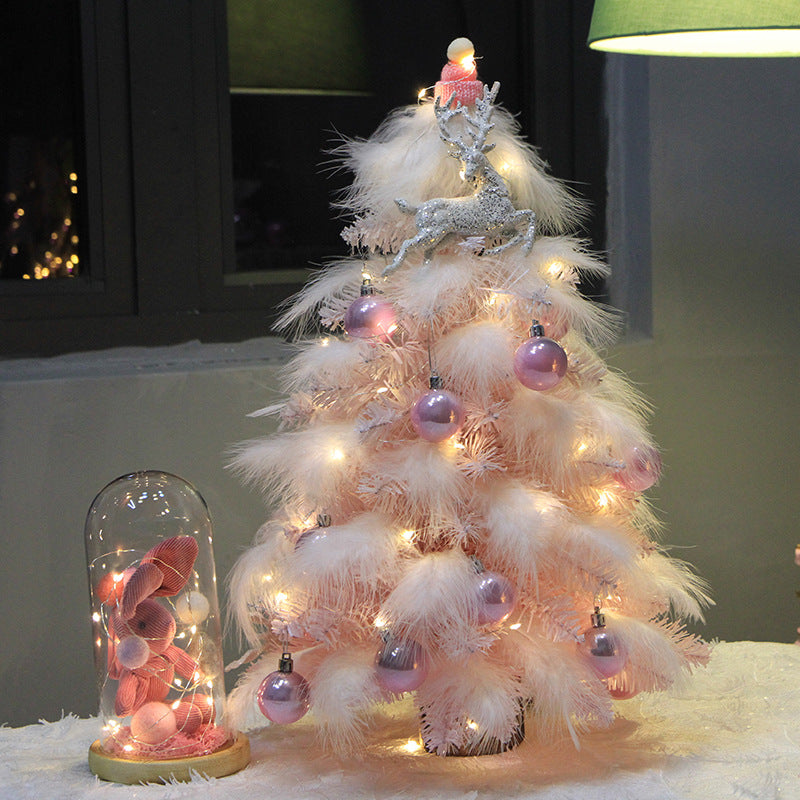 Festive pink feather tree decoration for home decor