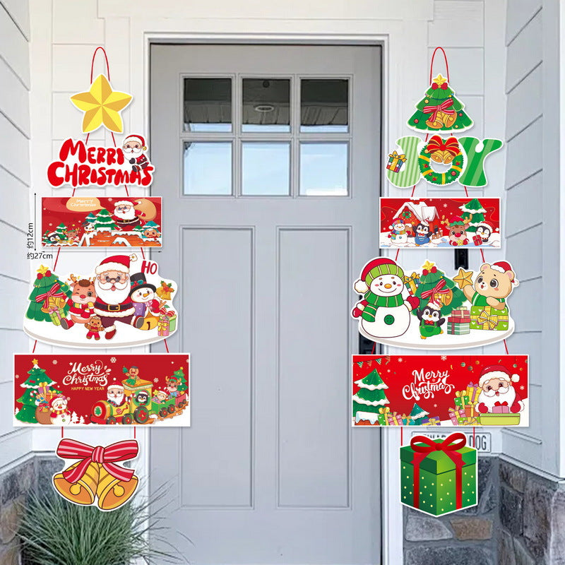 Holiday door curtain featuring cartoon Christmas design