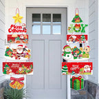 Holiday door curtain featuring cartoon Christmas design