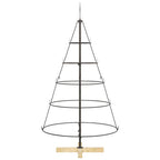 Close-up of solid pine wood Christmas tree stand with warm brown tone and sturdy base design