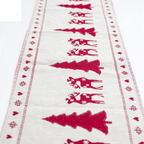 Christmas table runner with cotton linen fabric showing holiday elk and snowman patterns