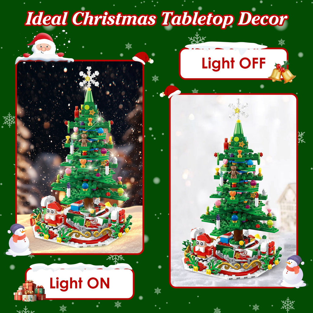USB powered warm-yellow LED light string included with building set