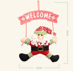 Red and white Christmas door hanger fabric piece for festive home entrance
