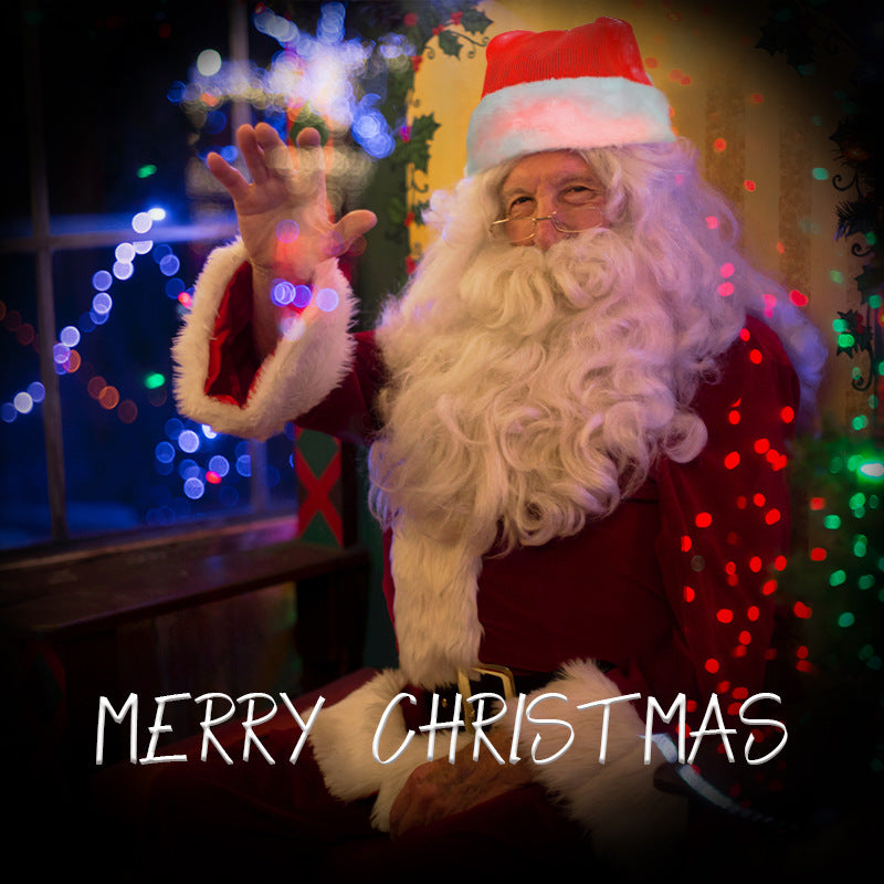 Red festive Christmas hat with glowing fiber optics