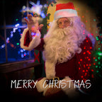 Red festive Christmas hat with glowing fiber optics