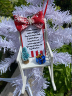 Rustic wooden-look chair Christmas ornament with poetic inscription