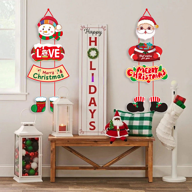 Christmas decoration door curtain with cartoon elements