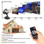 LED Snowfall Christmas Projector Light showing white snowflake projections on a wall