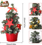 Three artificial mini Christmas trees showcasing elegant holiday design