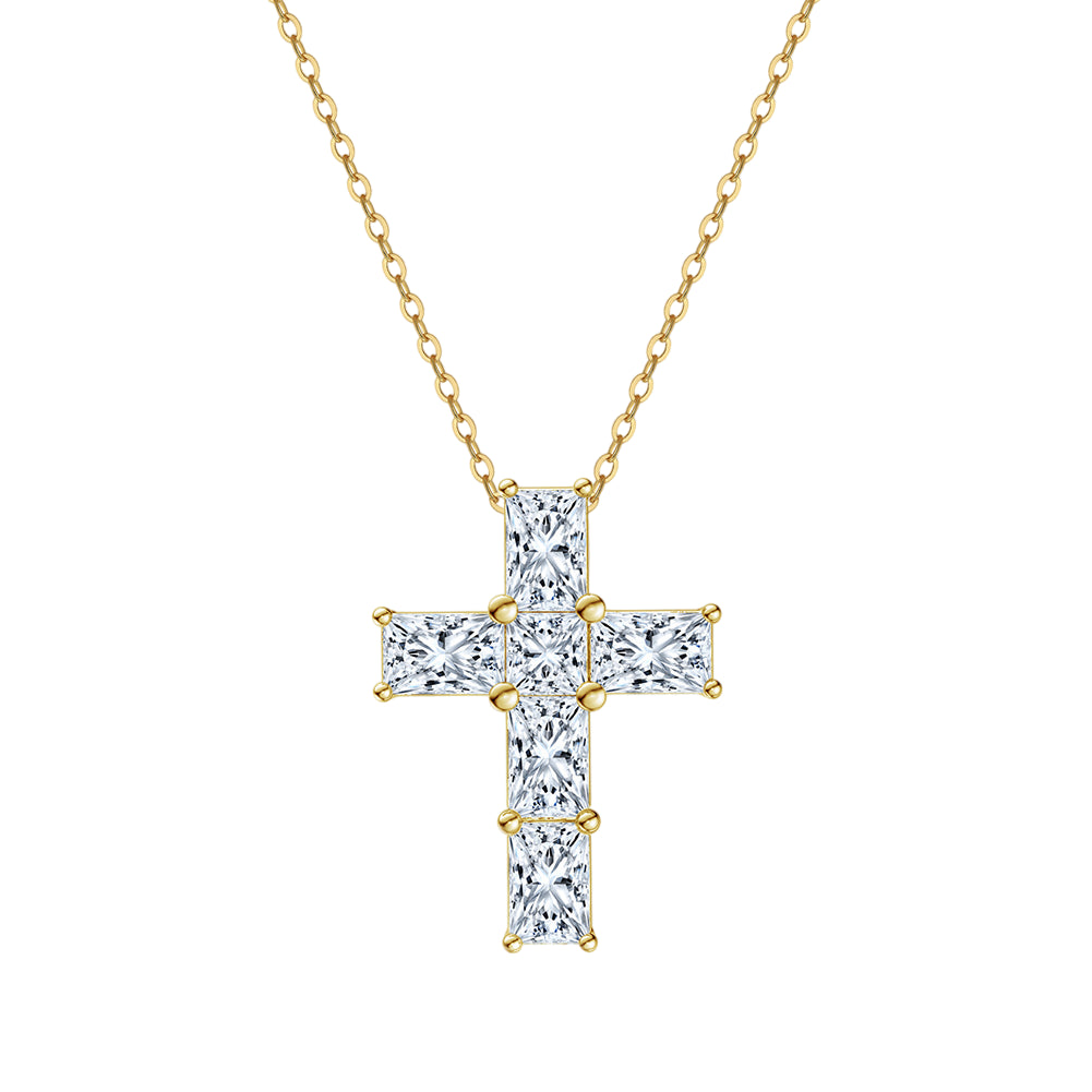 Adjustable gold chain necklace with elegant CZ cross pendant, meaningful Christian gift idea