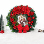 Red lamp Christmas wreath variant, festive religious decoration for doorway