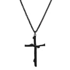 Jesus and cross pendant necklace detail view
