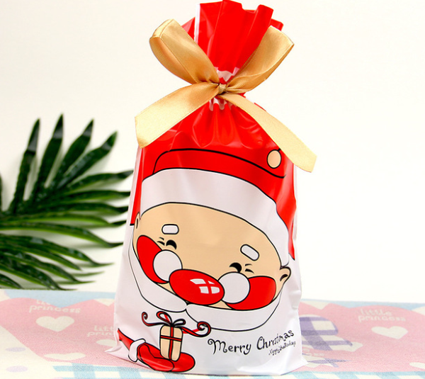 Christmas drawstring bag showing interior space