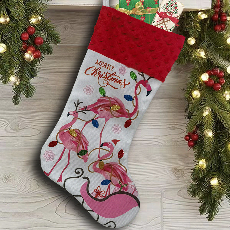 Set of flamingo Christmas stockings for holiday gifting
