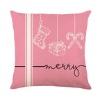 Close-up of printed letter pattern on Christmas polyester pillowcase