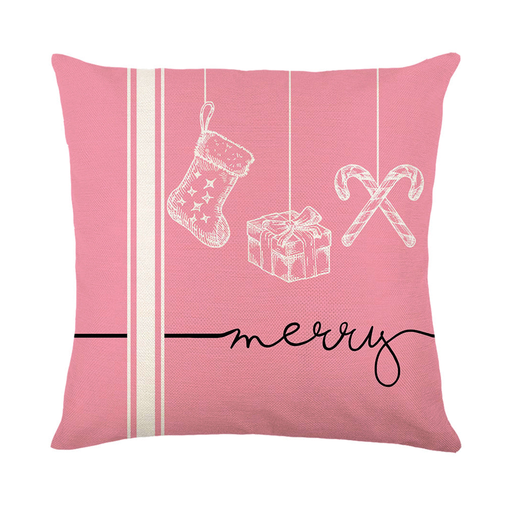 Close-up of printed letter pattern on Christmas polyester pillowcase