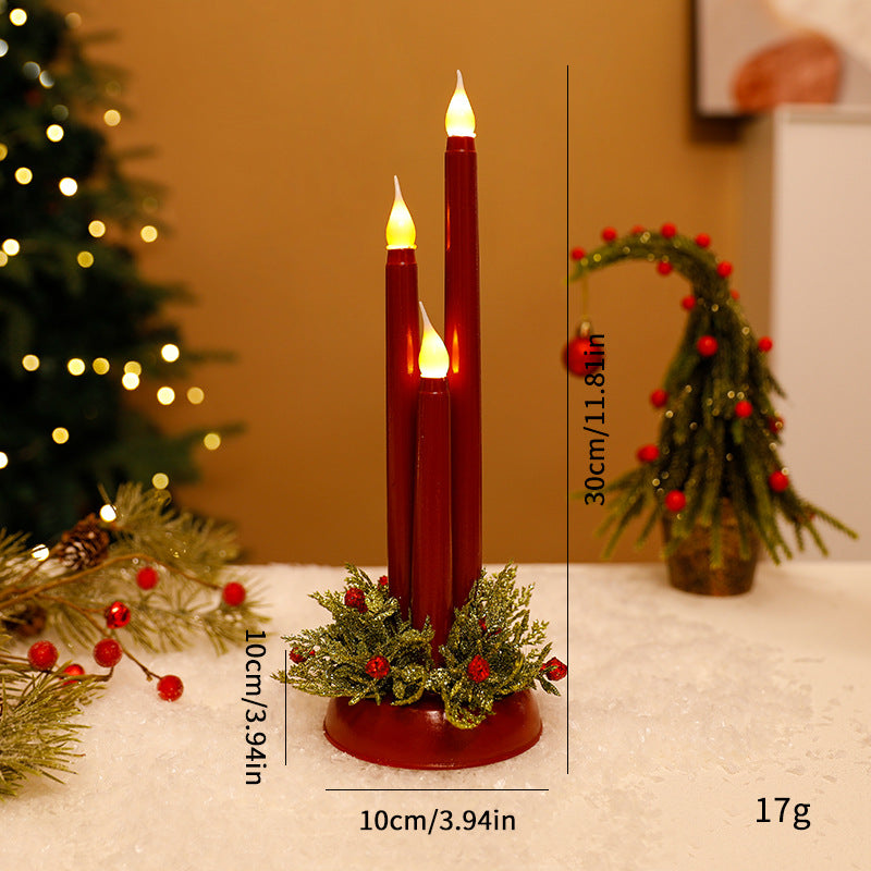 Silver LED Christmas candle with gentle warm glow effect