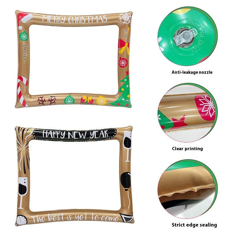 Playful inflatable photo frame with Christmas theme for holiday memories