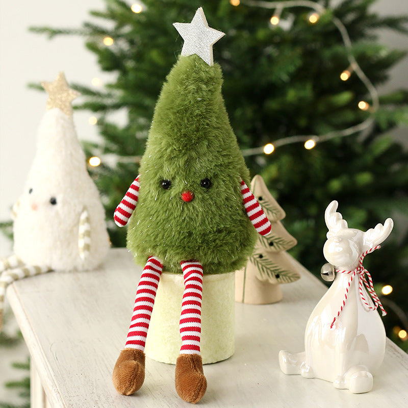 Soft plush doll ornament in Christmas colors for festive home ornament displays
