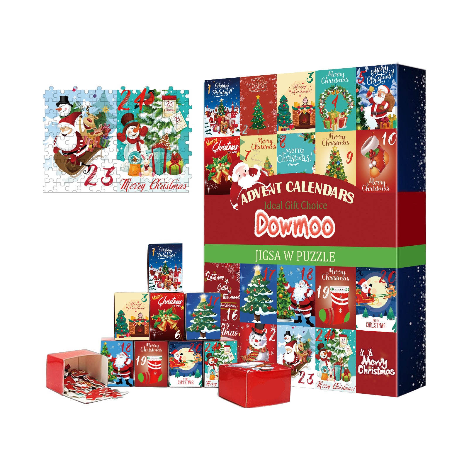 Family activity Advent calendar featuring 24 buildable cardboard puzzle models for December