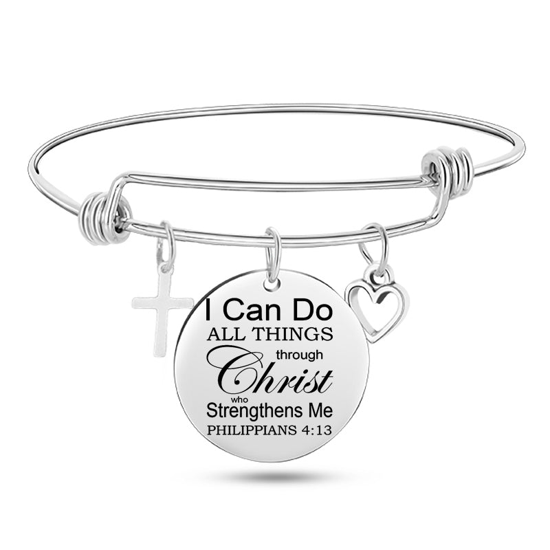 Scripture Stainless Steel Bangle Bracelet - Christian Jewelry