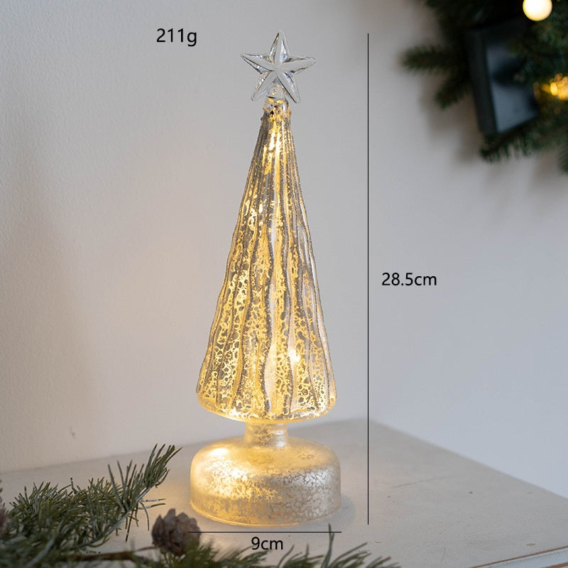 Christmas angel night light on rustic table setting