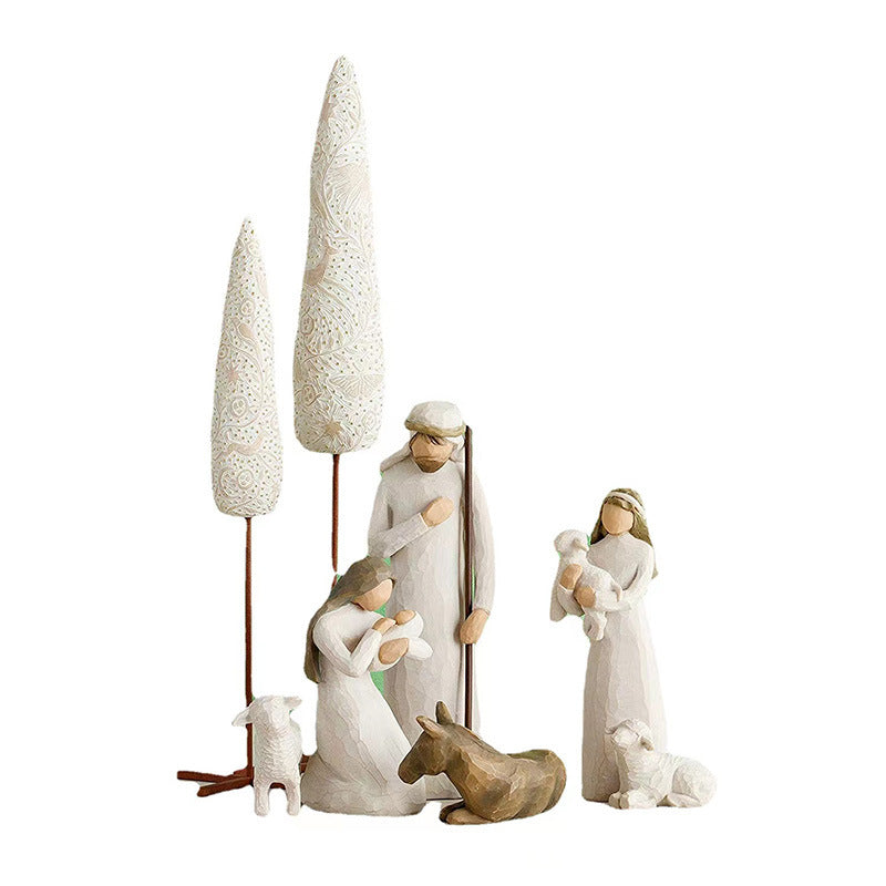 Jesus figurines arranged as decorative home ornament collection