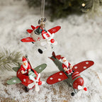 Green and red vintage Christmas tree hanging decoration detail