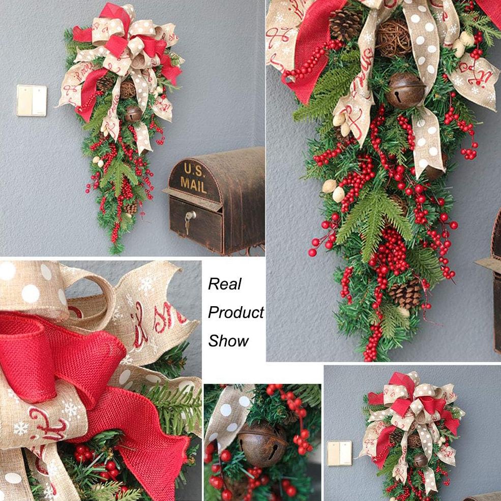 Festive Christmas door hanging with warm holiday colors