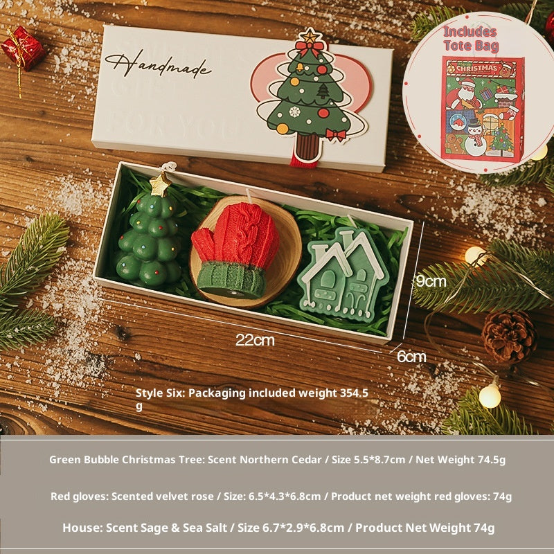 Christmas candle gift box with star and tree decorations