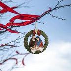 Dimensional double-sided printed nativity pendant ornament