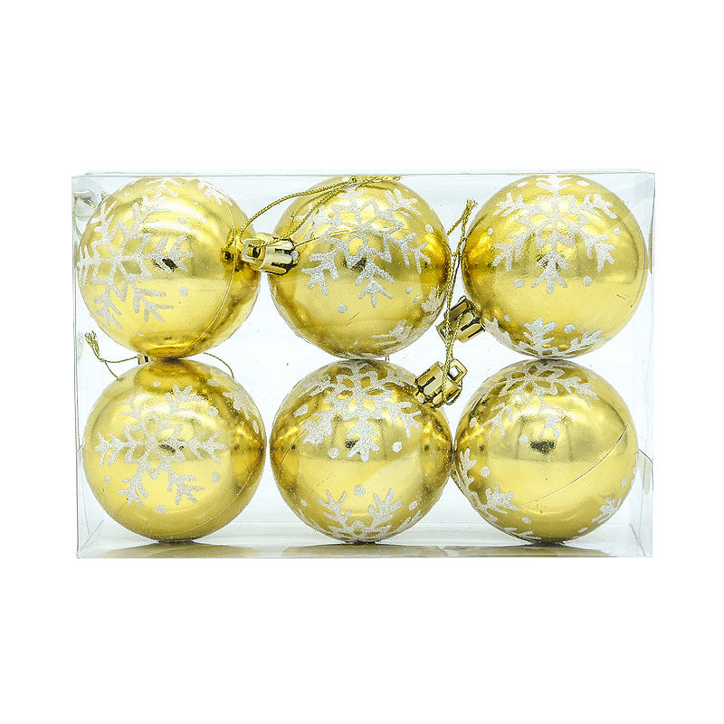 Multi-color Christmas ornament balls with painted snowflake design for holiday tree decorating