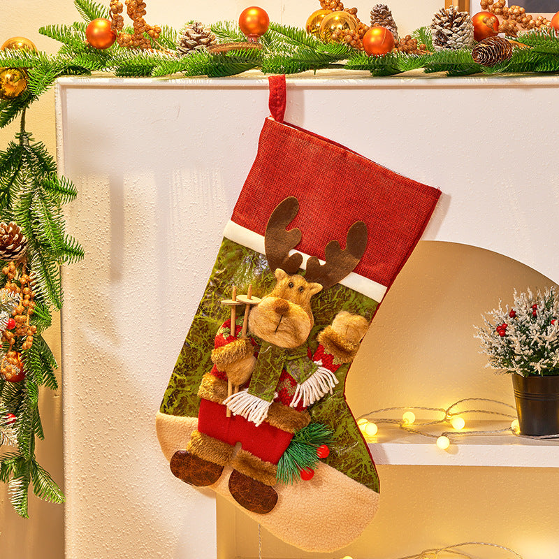Christmas candy bag decoration featuring festive red and green tones