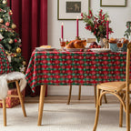Multicolor holiday tablecloth with snowflake accents