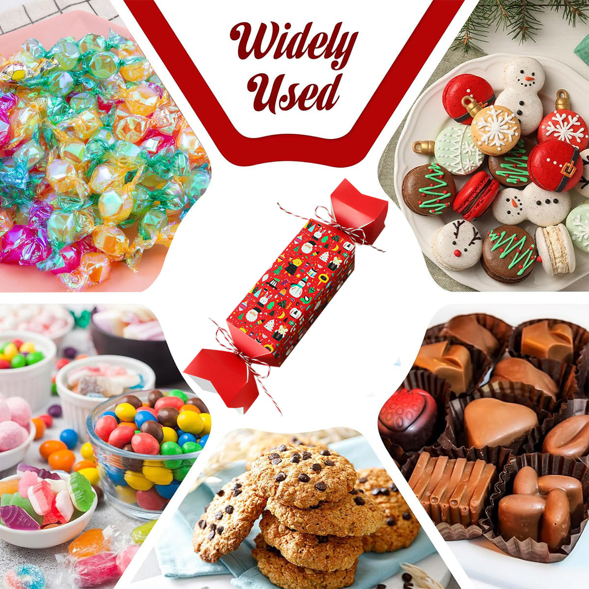 Paper candy boxes featuring multiple holiday shapes for celebrations