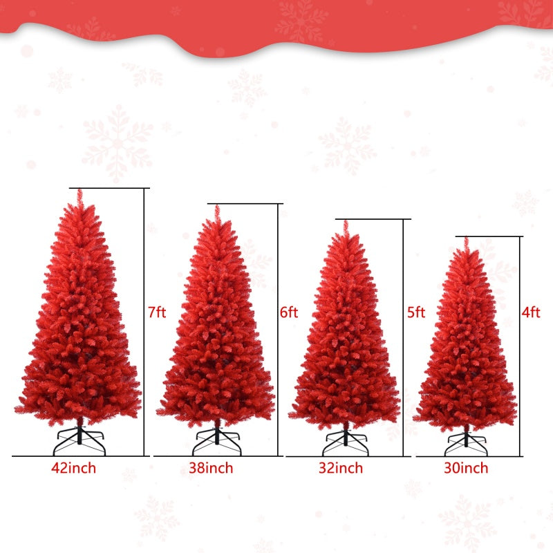 Close-up of red PVC tree branches showing realistic tip details and rich color