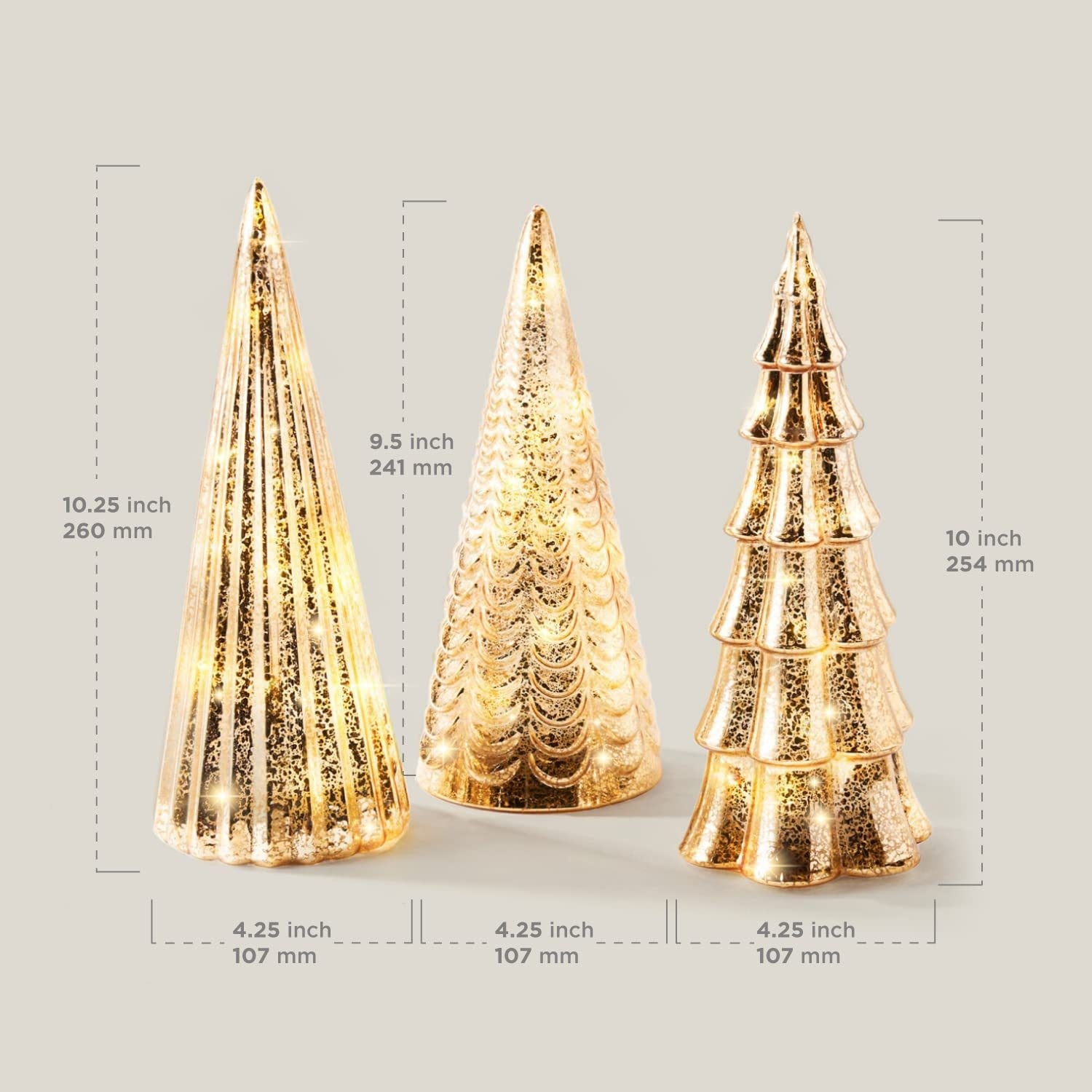 Festive holiday decoration with warm LED glow atop Christmas tree display