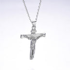 Couple-style silver cross necklace with adjustable chain clasp