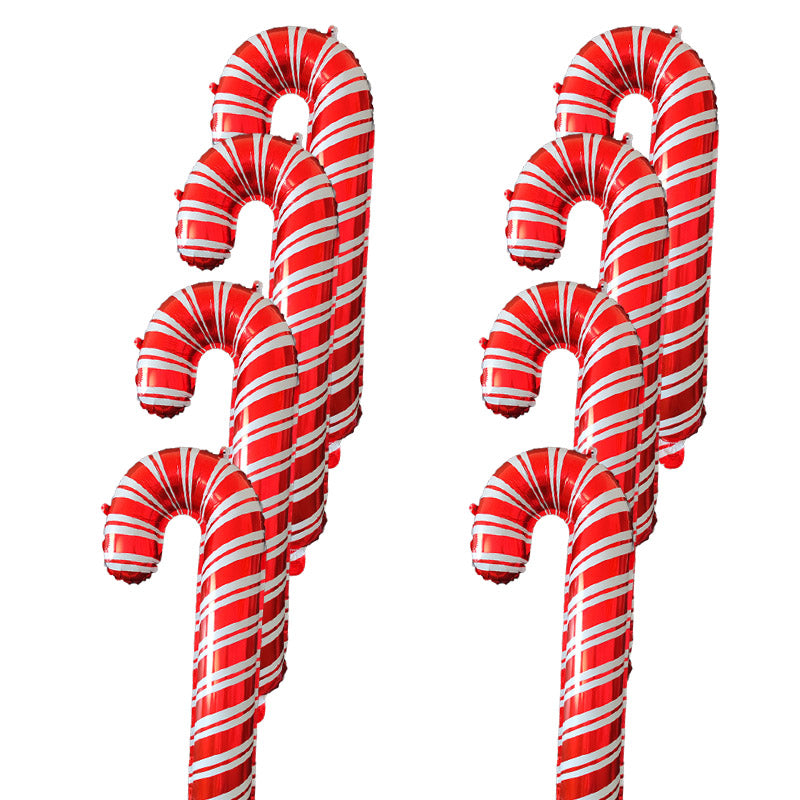 Crutch shaped foil balloons in silver for Christmas party decor