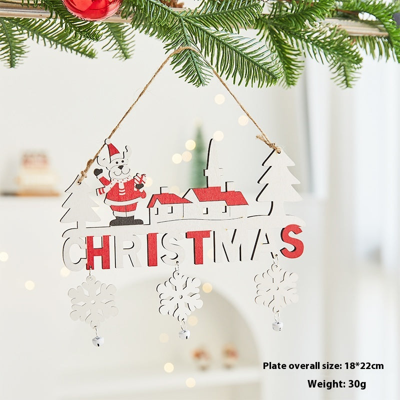 Wooden deer tree Christmas ornament in rustic holiday style